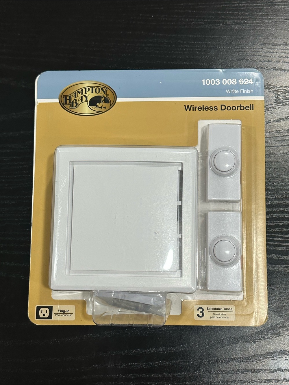 Hampton Bay Wireless Battery Operated Door Bell Kit with 1-Push Button HB-7733-0